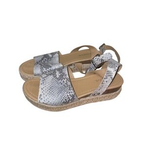 Soda Womens Espadrille Platform Sandals Snake‎ Print Buckle Ankle Strap 8.5